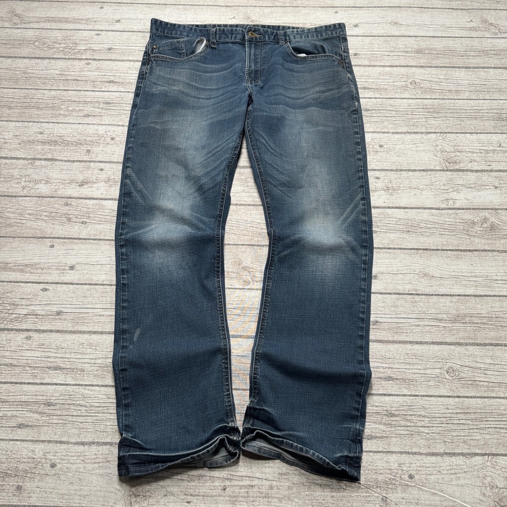 Buffalo David Bitton Jeans Men's 44x34 Blue Medium Wash Straight Leg Relaxed Fit